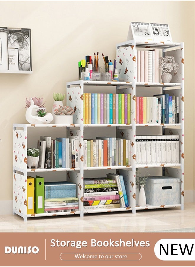 DUNISO Book Shelf, 3-Row 4-Tier Bookshelf, 9-Cubes Adjustable Bookcases Waterproof Fabric Office Storage Shelf Multi-Function Storage Cabinet,Closet Storage Shelves,Cube Storage Organizer, DIY Bookcase, Living Room Office Closet Cubicle Rack  - Image 1