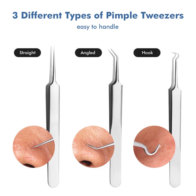 Stainless Steel Acne Blackhead Remover Comedone Extractor Kit Pimple Acne Blemish Removal Tools Set for Facial Skin Beauty Care - Image 3