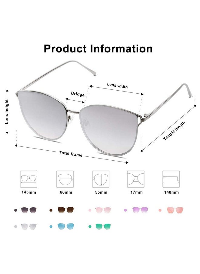 Sojos Mirrored Flat Lens Fashion Sunglasses For Women Sj1085 With Silver Frame/Gradient Silver Mirrored Lens  - Image 4