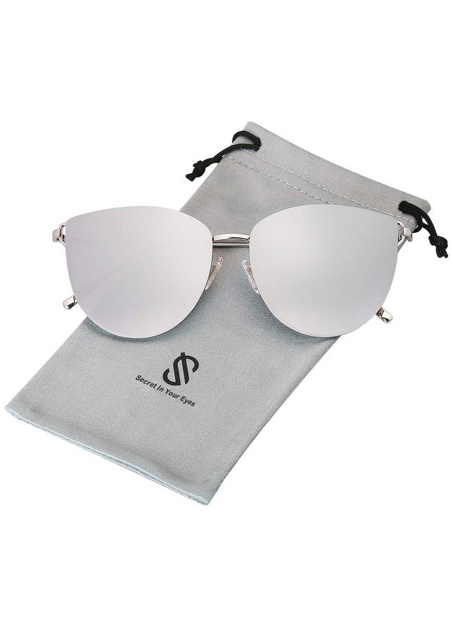 Sojos Mirrored Flat Lens Fashion Sunglasses For Women Sj1085 With Silver Frame/Gradient Silver Mirrored Lens  - Image 2