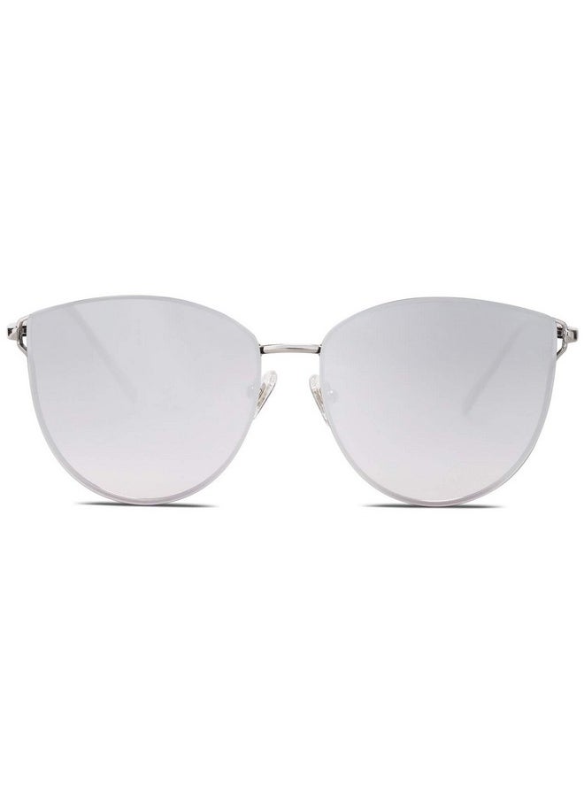 Sojos Mirrored Flat Lens Fashion Sunglasses For Women Sj1085 With Silver Frame/Gradient Silver Mirrored Lens  - Image 3