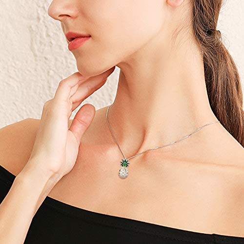 LUHE Pineapple Necklace Gifts for Women Sterling Silver Dainty and Pineapple Pendant Necklace Jewelry Gifts for Mom Women Teens - Image 2