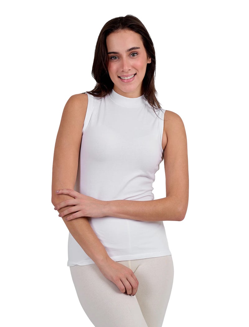 دايس® توب حريمي كت رقبة عالية لون ابيض - Image 1