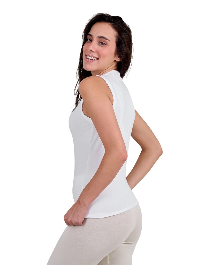 دايس® توب حريمي كت رقبة عالية لون ابيض - Image 2