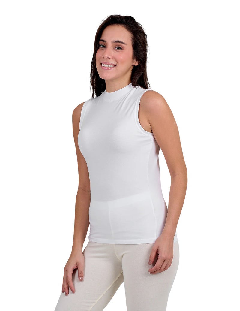 دايس® توب حريمي كت رقبة عالية لون ابيض - Image 3