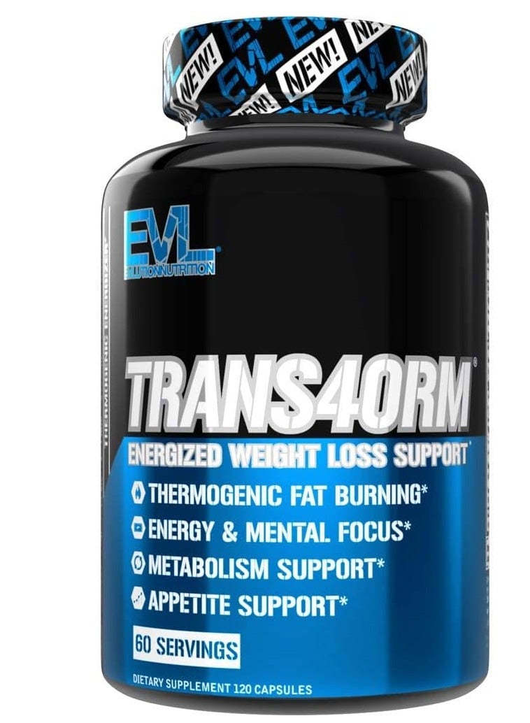 EVLution Nutrition, Trans4orm Thermogenic Energizing Fat Burner Supplement, 120 Capsules