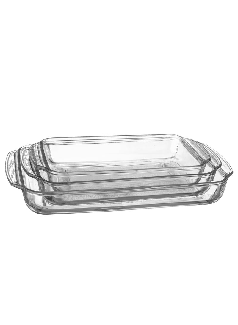 Pyr-o-rey Mexican 3-piece rectangular glass oven tray set - Image 1