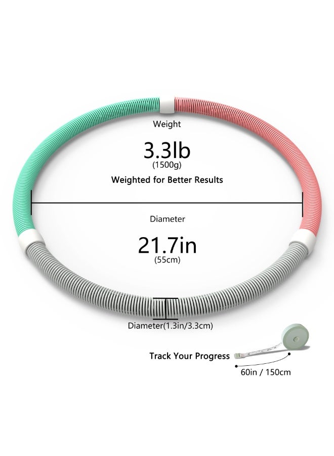 عام طوق هولا مرن موزون للبالغين - 3.3 رطل قابل للطي، تصميم صديق للخصر، معدات تمارين تخسيس محمولة للمنزل والسفر - Image 5