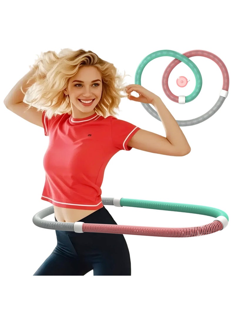 عام طوق هولا مرن موزون للبالغين - 3.3 رطل قابل للطي، تصميم صديق للخصر، معدات تمارين تخسيس محمولة للمنزل والسفر - Image 1