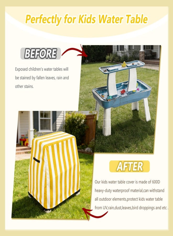 Dipurman Kids Water Table Cover,Outdoor Heavy Duty 600D Waterproof Anti-UV Toddler Water Play Tables Cover,Compatible with GoSports Water Table,Designed with Buckles and Drawstring to Fix,yellow - Image 4