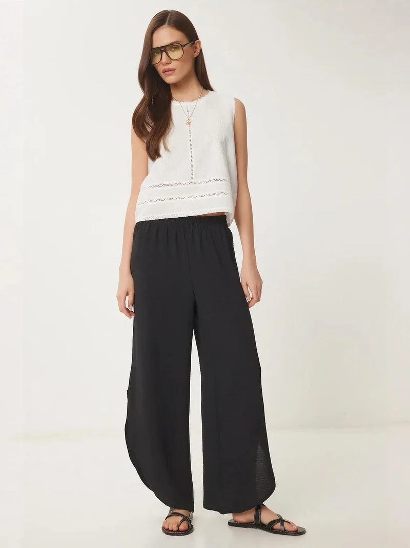 Happiness İstanbul ISTANBUL Wide Leg Textured Pull-On Trousers