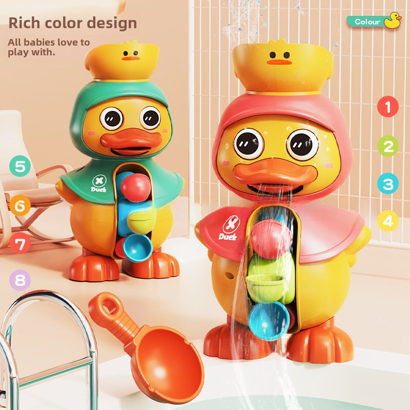 MengMeng Duck Rotating Water Truck Baby Bathing Toy Yellow Duck Baby Children's Water Spray Big Duck Boys and Girls(Rotating adorable duck water truck [bean bean green-color box] 330G) - Image 3