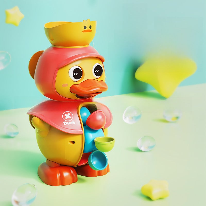 MengMeng Duck Rotating Water Truck Baby Bathing Toy Yellow Duck Baby Children's Water Spray Big Duck Boys and Girls(Rotating adorable duck water truck [bean bean green-color box] 330G) - Image 5