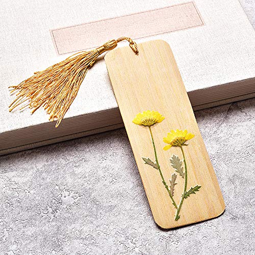 I-lan Set of 6 Wood Floral Bookmark, Vintage Bookmarker Set with Tassel, Reading Mark with Dried Flowers and Plants, Book Marks for Readers, Students, Church, Book Launch Party - Image 3