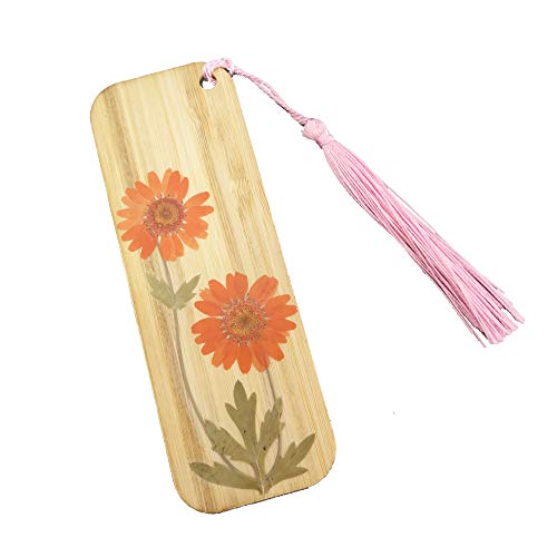 I-lan Set of 6 Wood Floral Bookmark, Vintage Bookmarker Set with Tassel, Reading Mark with Dried Flowers and Plants, Book Marks for Readers, Students, Church, Book Launch Party - Image 2