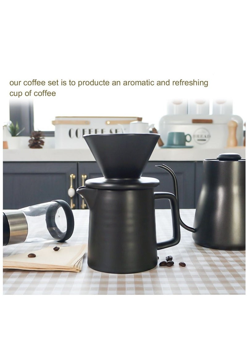Pour Over Coffee Maker Set, Ceramic Pourover Dripper and Decanter, V60 Filter Drip Brewer Pot