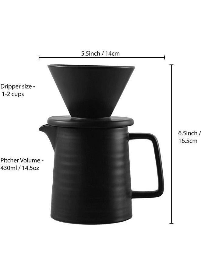 Pour Over Coffee Maker Set, Ceramic Pourover Dripper and Decanter, V60 Filter Drip Brewer Pot