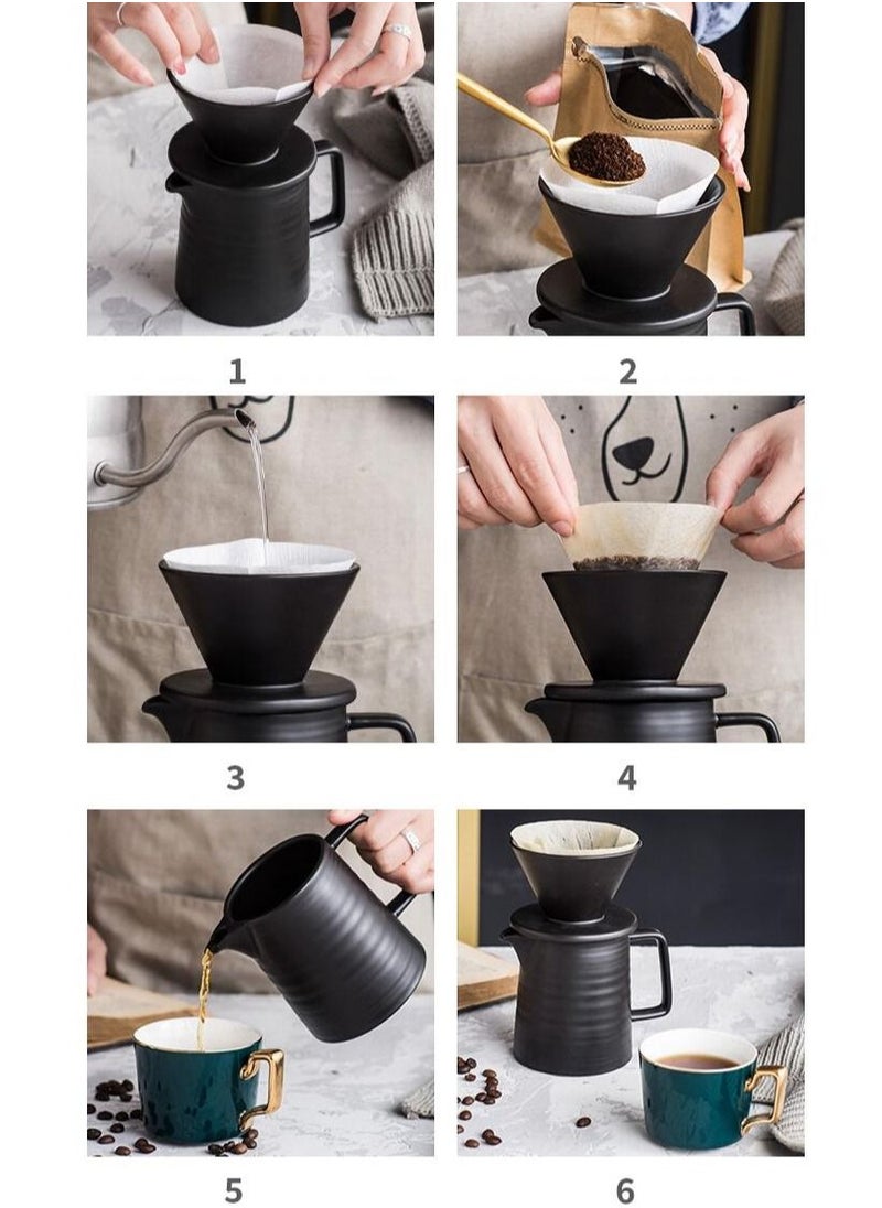 Pour Over Coffee Maker Set, Ceramic Pourover Dripper and Decanter, V60 Filter Drip Brewer Pot