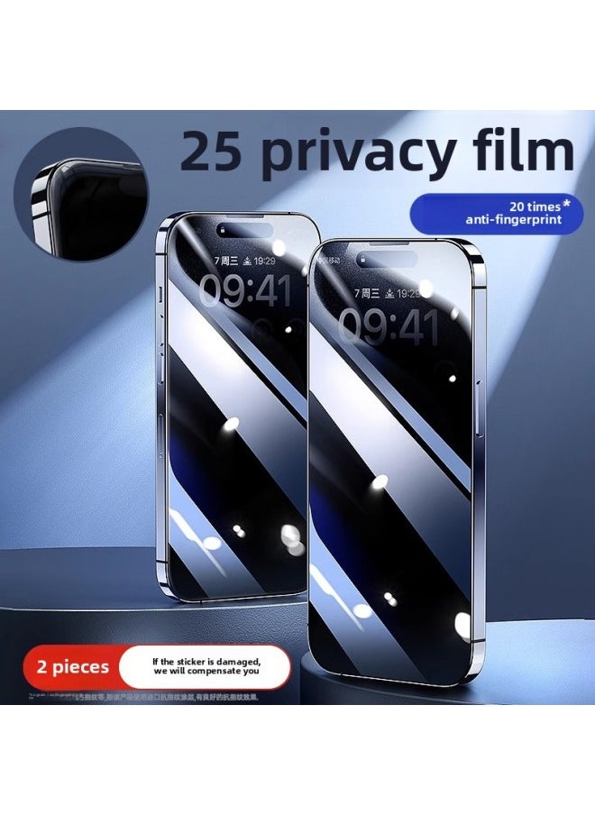 Generic - [Fingerprint-free] Applicable To For Iphone15 Tempered Film For Iphone 13/14 Mobile Phone 11promax Anti-peep 12 Full Screen X-Colour:【25° Privacy Film♦Pack Of 2】20 Times Stronger Anti-fingerprint♦Damage Compensation Guaranteed-Size:For Iphone 15 Plus - Image 1