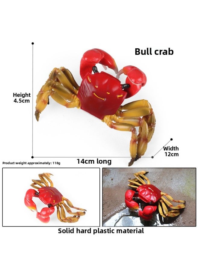 Generic - Children's Solid Simulation Marine Animal Toy Model Basking Shark Elephant Sand Shark Mouse Shark Great White Shark Cognitive Ornaments-Color:1850 Large Gate Crab - Image 1