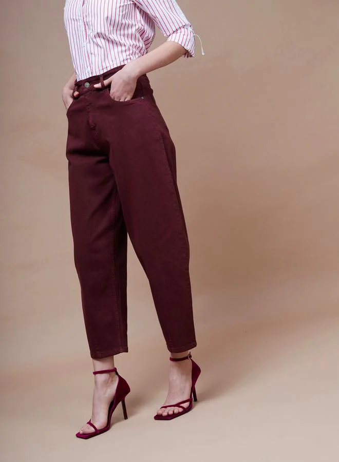 SASSAFRAS High Rise Balloon Fit Jeans by Styli