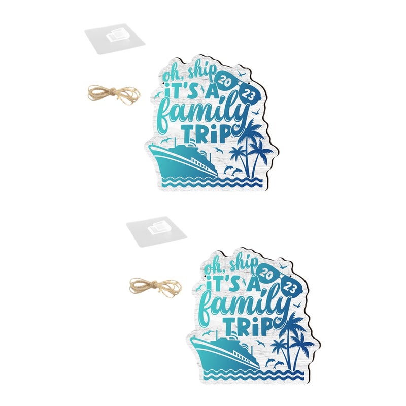 2pcs Trip Wall Hanging Sign Plaque Cruise Theme Hanging Decoration Wall Door Hanging Sign - Image 1
