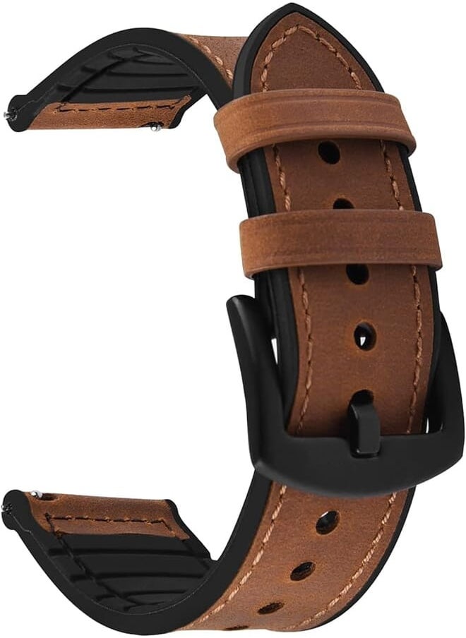 Fullmosa - Fullmosa 20mm/22mm Watch Strap, Leather and Meex Smart Watch Strap Compatible with Amazfit/Huawei/Casio/Fossil, for Men and Women - Image 1