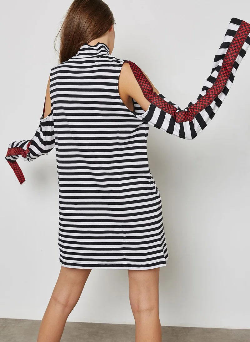 Jaded London Cold Shoulder Stripe Dress