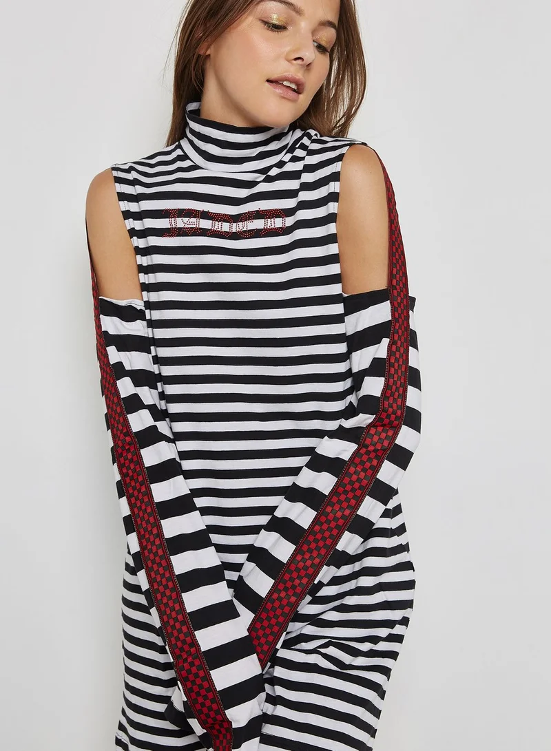 Jaded London Cold Shoulder Stripe Dress