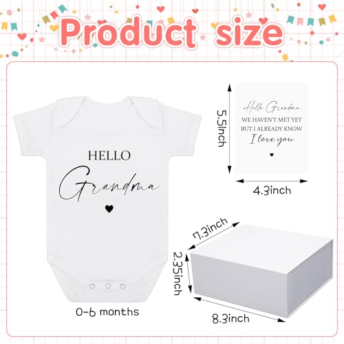 Shyyween 4 Pcs Pregnancy Announcement for Grandma, Hello Grandma Baby Bodysuit, Hello Grandma Pregnancy Reveal Card Baby Reveal Gift Box Baby Announcement Gifts Set for Grandma - Image 2