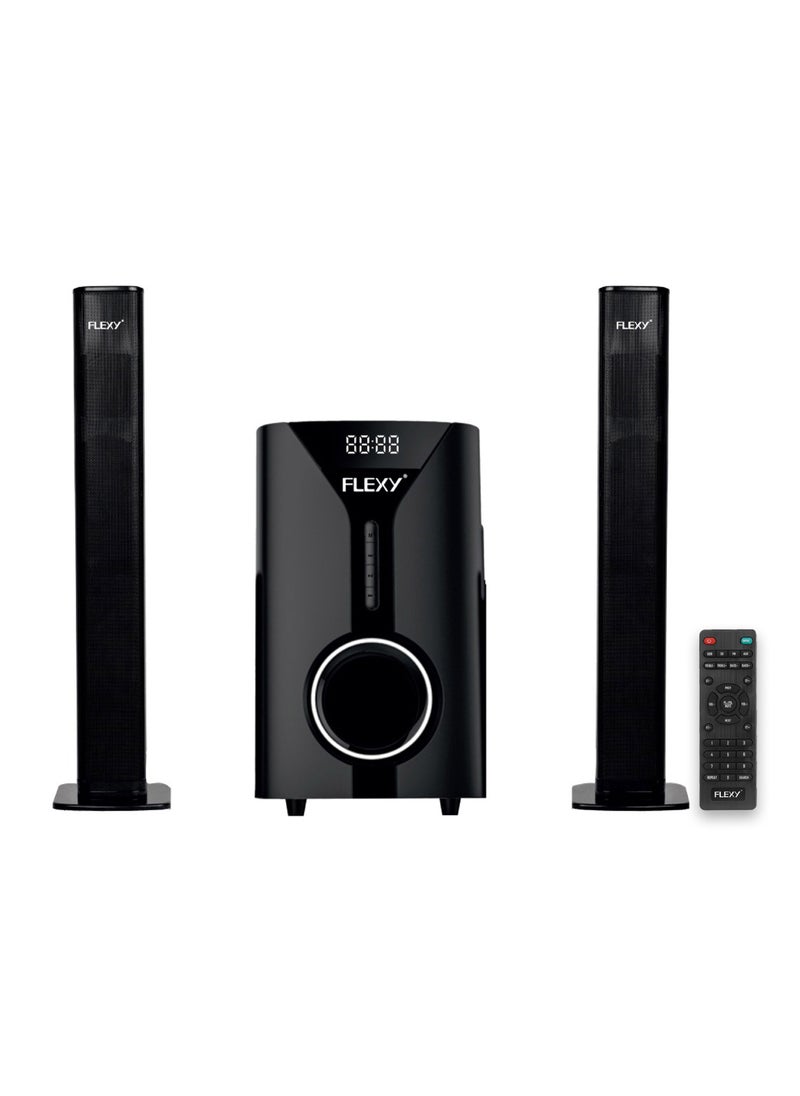 Flexy - 2.1 Channel Home Theater Speaker System with Sound Bar, 5000W PMPO Output, Bluetooth, USB/Card Playback, FM Radio, Powerful Subwoofer & Satellite Speakers, Remote Control - Image 1