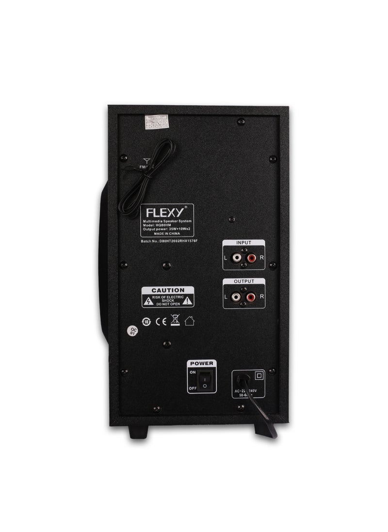 Flexy - 2.1 Channel Home Theater Speaker System with Sound Bar, 5000W PMPO Output, Bluetooth, USB/Card Playback, FM Radio, Powerful Subwoofer & Satellite Speakers, Remote Control - Image 1