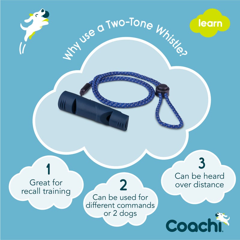 The Company of Animals Coachi Two Tone Whistle, Train Two Dogs, Train Different Commands, Tough Material, Adjustable Reflective Lanyard, Traditional, Recall Training, Lightweight & Compact, Dog and Puppy Training - Image 2