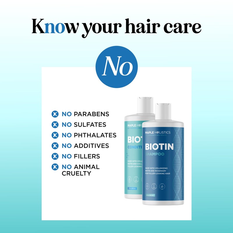 Maple Holistics Rosemary Biotin Shampoo and Conditioner Set - Volumizing Shampoo and Conditioner for Thinning Hair for Women & Men with Nourishing B Vitamins - Color Safe Sulfate Paraben & Silicone Free (8 Fl Oz) - Image 4