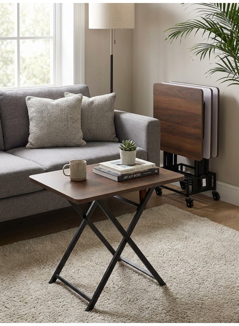 Living 4-Piece Folding Serving Table Set with Mobile Stand - Image 2