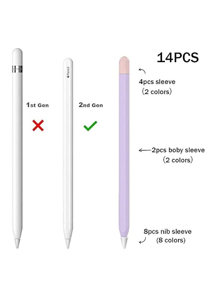 PROMASS - Silicone Sleeve Apple Pencil Case 2nd Generation Touch Screen Pen Protective Nib Cover Grip Accessories with 4 Pen Caps Case 8 Nib Covers - Image 1