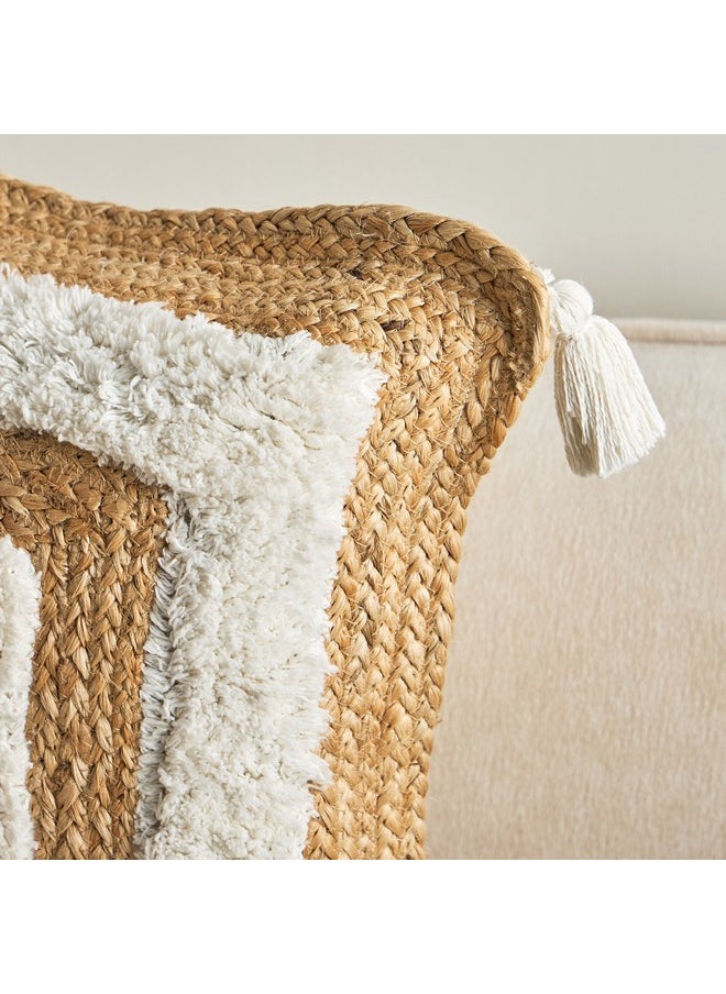 Home Box وسادة مصنوعة يدوياً من الجوت مملوءة بحشوة إيكو ميدتاون 50 × 50 سم  - Image 2