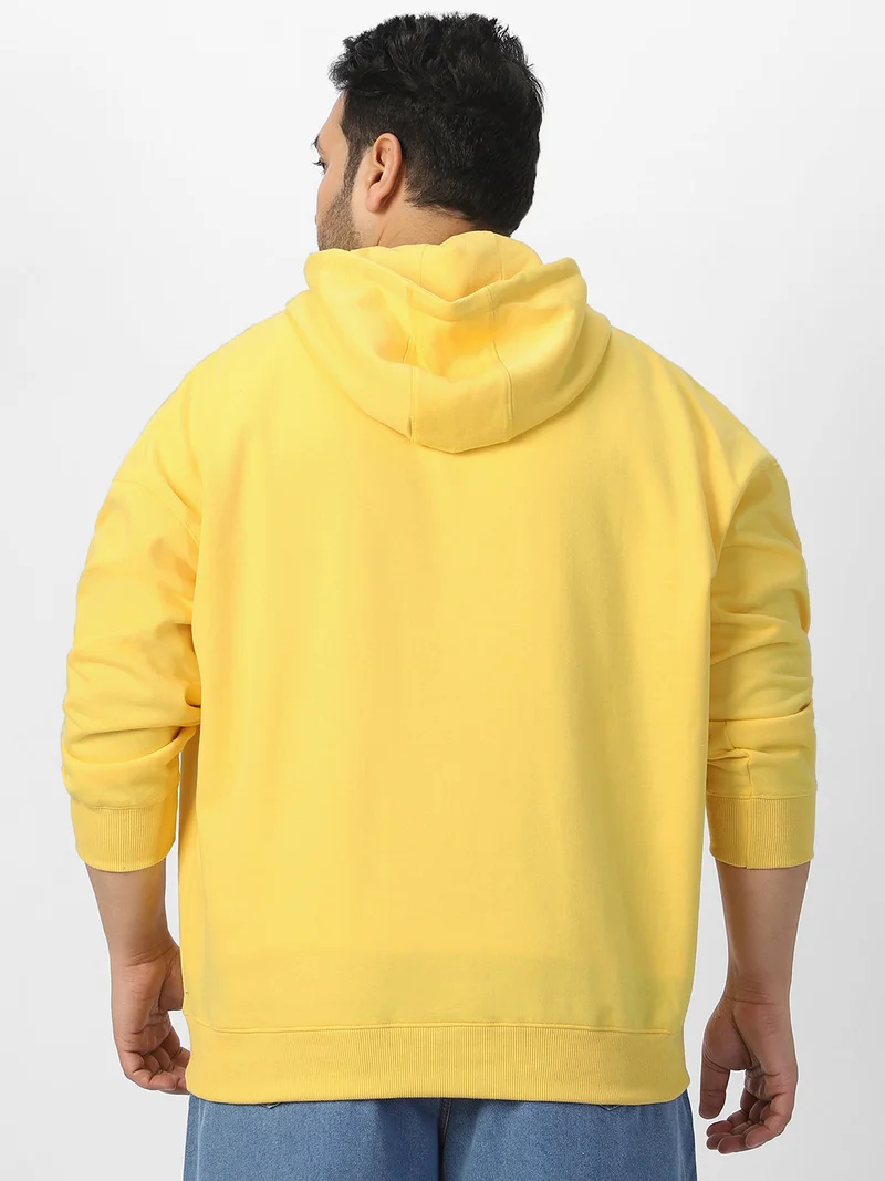 Urbano Fashion  Urbano Plus Men's Sun Yellow Cotton Solid Oversized Hooded Neck Sweatshirt for Men | Best Price UAE