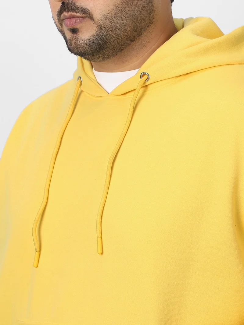 Urbano Fashion  Urbano Plus Men's Sun Yellow Cotton Solid Oversized Hooded Neck Sweatshirt for Men | Best Price UAE