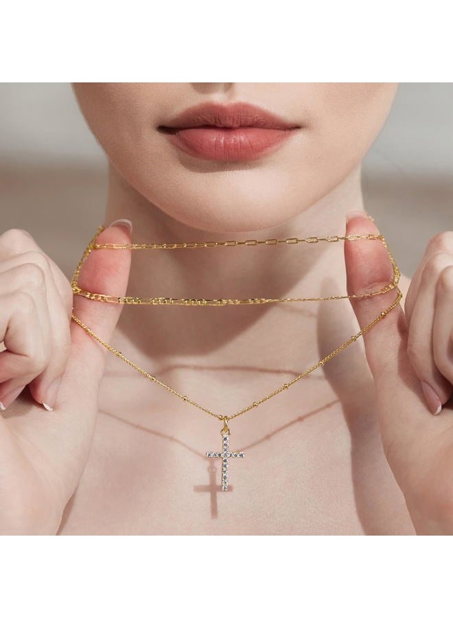 Cicy Bell Womens Evil Eye Layered Necklaces 18k Gold Plated Vintage Necklace Cubic Zirconia Long Necklace Sets Good Luck Trend Jewelry Gift, 45CM, 18k Gold Plated Brass, CZ Stone, Cubic Zirconia - Image 2
