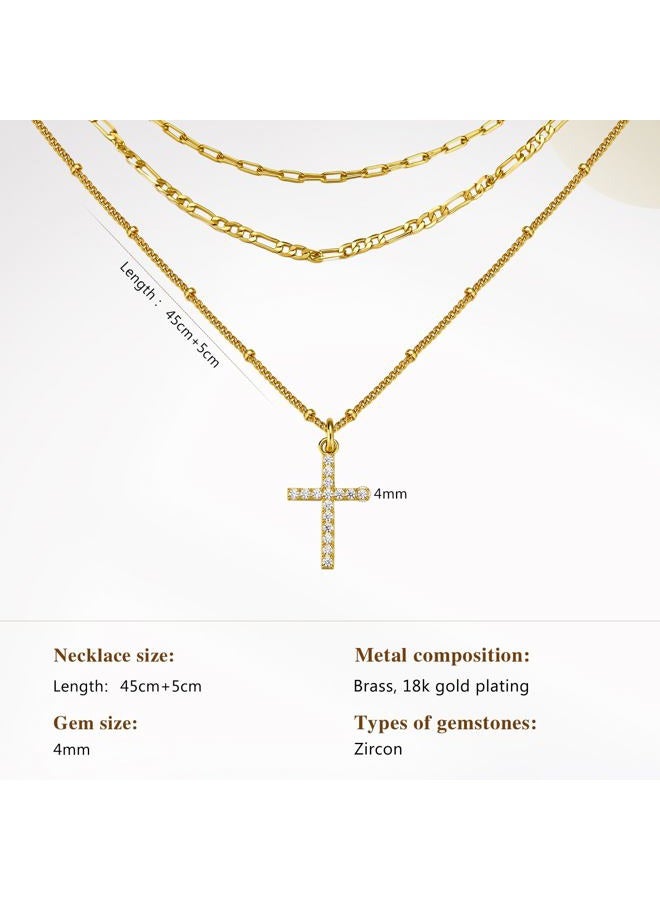 Cicy Bell Womens Evil Eye Layered Necklaces 18k Gold Plated Vintage Necklace Cubic Zirconia Long Necklace Sets Good Luck Trend Jewelry Gift, 45CM, 18k Gold Plated Brass, CZ Stone, Cubic Zirconia - Image 5