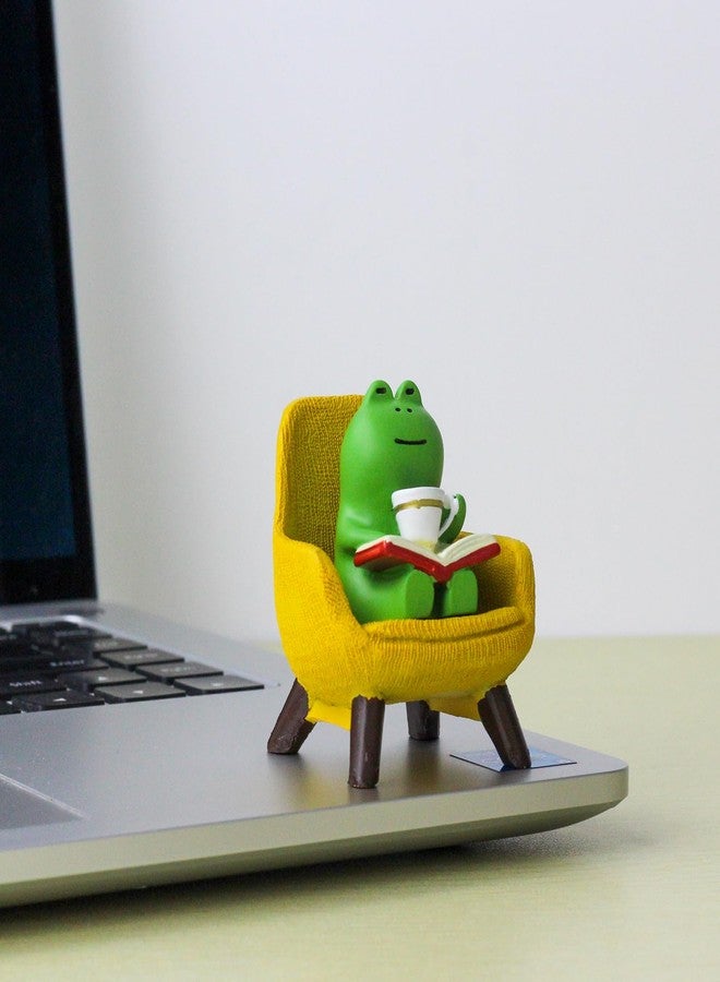 Refintural Miniature Frog Figurines - Funny Frog Sculpture for Shelf, Desk Decoration - Frog Desk Accessories - Perfect Cute Frog Gift for Frog Lovers(Yellow Sofa) - Image 2