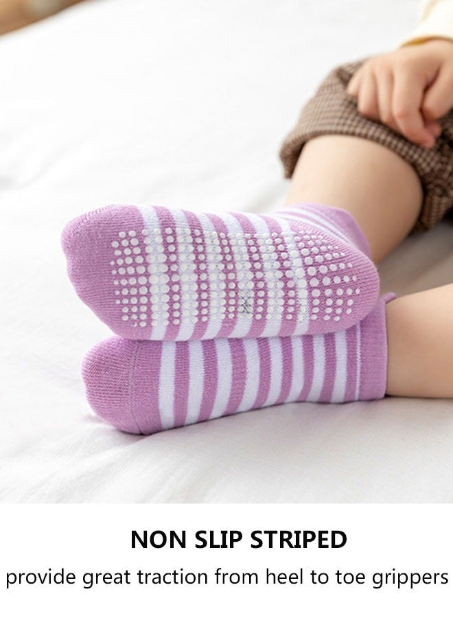 HAWAWA 6/12 Pairs Non Slip Toddler Socks  Cotton Infant Baby Kids Grip Socks for Boy Girls Anti Skid Ankle Socks(1-3 years old) - Image 5