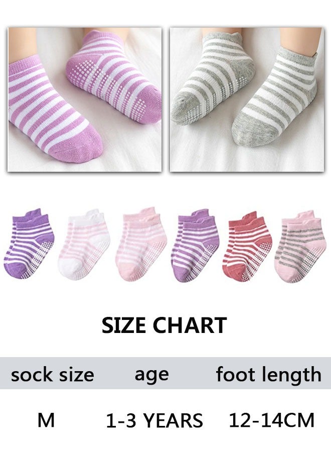 HAWAWA 6/12 Pairs Non Slip Toddler Socks  Cotton Infant Baby Kids Grip Socks for Boy Girls Anti Skid Ankle Socks(1-3 years old) - Image 2
