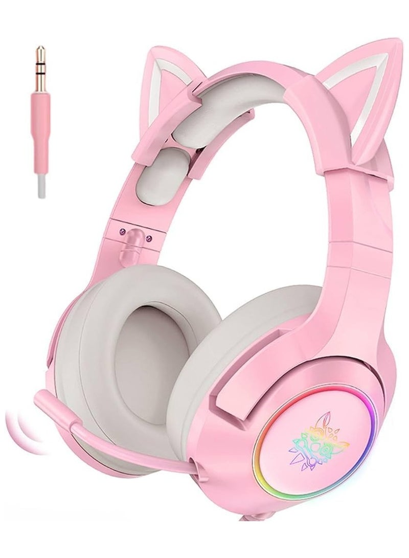 Wired Gaming Headset Removable Cat Ears Headphones with Microphone - Image 2