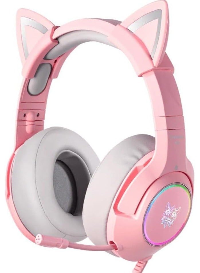 Wired Gaming Headset Removable Cat Ears Headphones with Microphone - Image 3