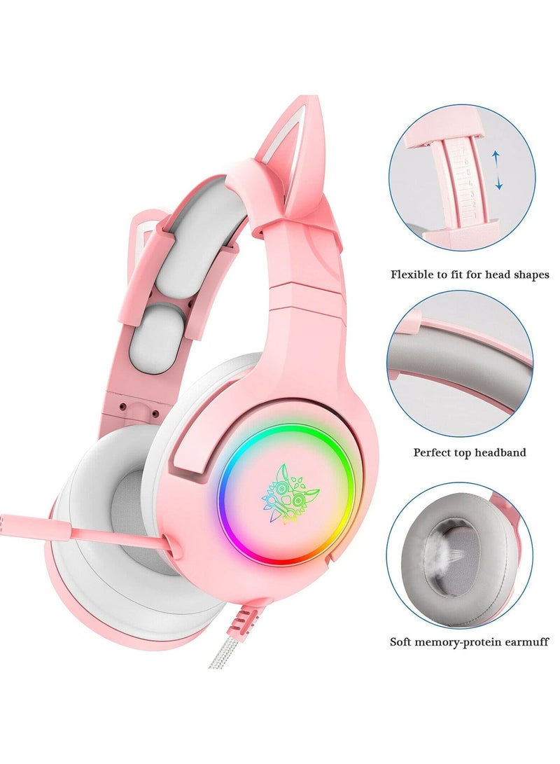 Wired Gaming Headset Removable Cat Ears Headphones with Microphone - Image 5