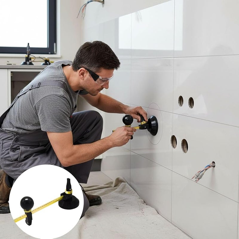 Adjustable Glass Cutting Compass with Scale Markings and Suction Base 19x5 4 cm - Image 3