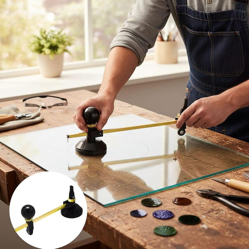 Adjustable Glass Cutting Compass with Scale Markings and Suction Base 19x5 4 cm - Image 5