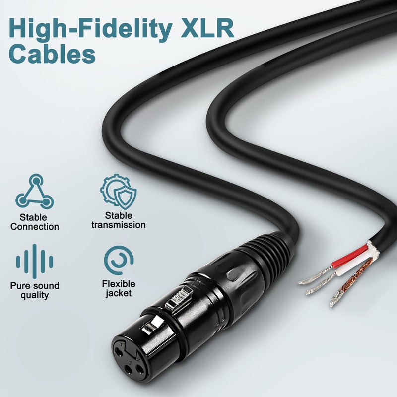 XMSJSIY XLR Microphone Cable Pigtail Bare Wire 3Pin XLR Speaker Audio Mic Cable Open End Connector Replacement Extension Cable for DJ/PA Subwoofer Mixer Amplifier - 4M/13.1FT (XLR Female) - Image 4